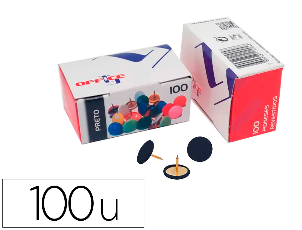 CHINCHETA LISMANIA OFFICE COLOR NEGRO CAJA DE 100 UNIDADES