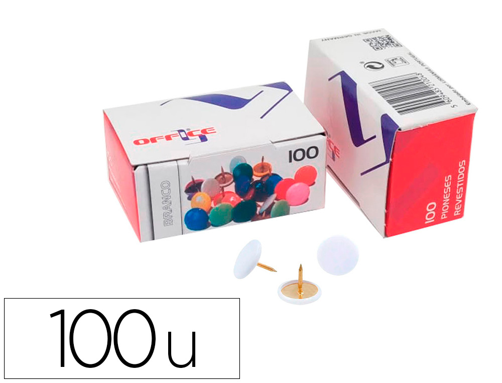 CHINCHETA LISMANIA OFFICE COLOR BLANCO CAJA DE 100 UNIDADES