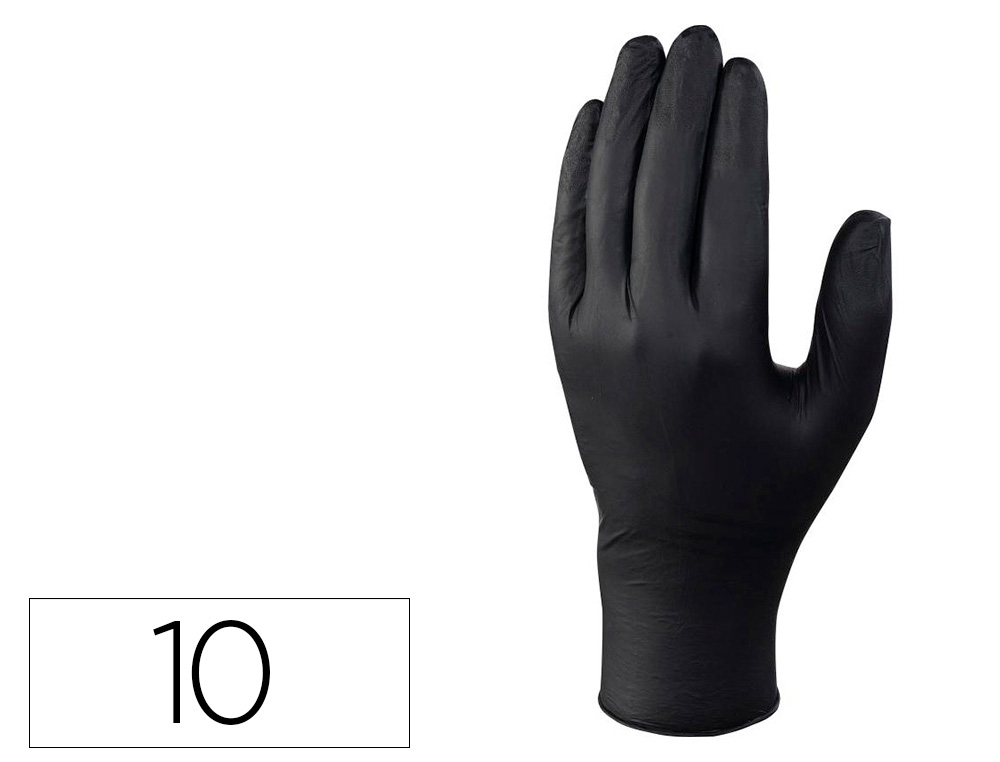 GUANTES DE NITRILO DELTAPLUS NO EMPOLVADO DESECHABLE TALLA 10 COLOR NEGRO CAJA DE 100 UNIDADES