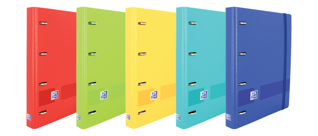 CARPETA CON RECAMBIO OXFORD EUROPEANBINDER LIVE&GO DIN A4+POLYFOAM 4 ANILLAS 35 MM CUADRO 5 MM COLORES SURTIDOS