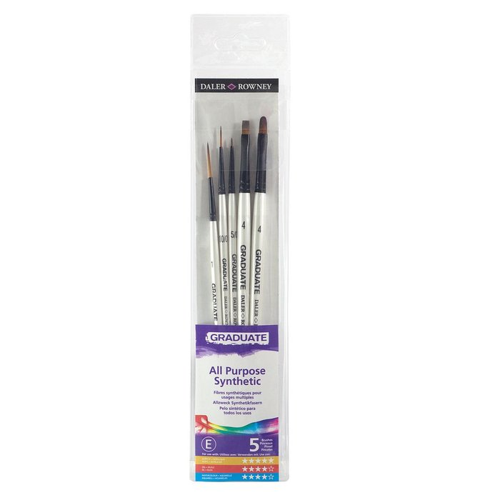PINCELES SET DE 5 DALER ROWNEY GRADUATE SURTIDO SINTETICO MANGO CORTO
