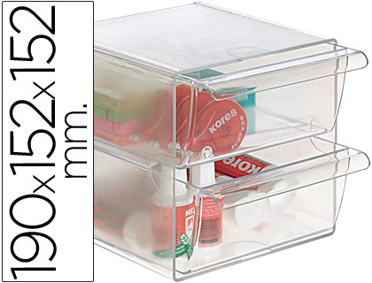 ARCHICUBO ARCHIVO 2000 2 CAJONES ORGANIZADOR MODULAR PLASTICO 190X150X150 MM INCLUYE 2 CLIPS DE SUJECION