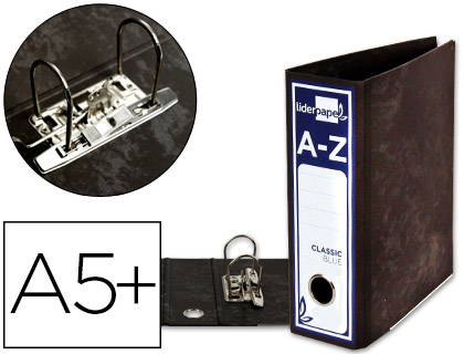 ARCHIVADOR DE PALANCA LIDERPAPEL CUARTO CLASSIC BLUE SIN RADO LOMO 80MM NEGRO COMPRESOR METALICO