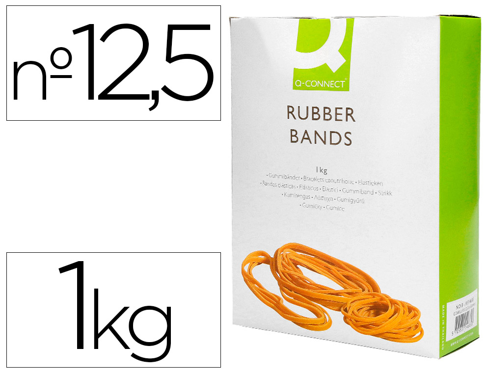 BANDAS ELASTICAS Q-CONNECT 1000 GR 125 X 9 MM NUMERO 12,5