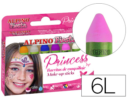 BARRA MAQUILLAJE ALPINO ESTUCHE DE MAQUILLAJE PRINCESS6 COLORES