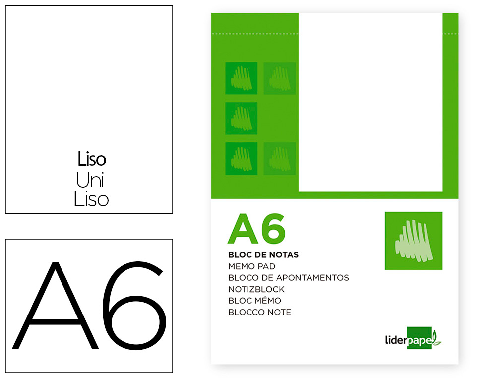 BLOC NOTAS LIDERPAPEL LISO A6 80 HOJAS 60G/M2 PERFORADO