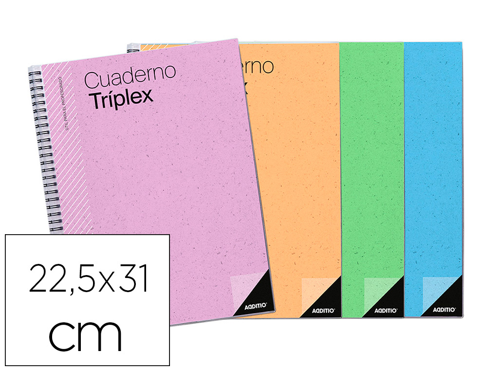 CUADERNO TRIPLEX ADDITIO PLAN DE CURSO EVALUACION AGENDA PLAN SEMANAL Y TUTORIAS FUNDAS TRANSPARENTES 22,5X31CM