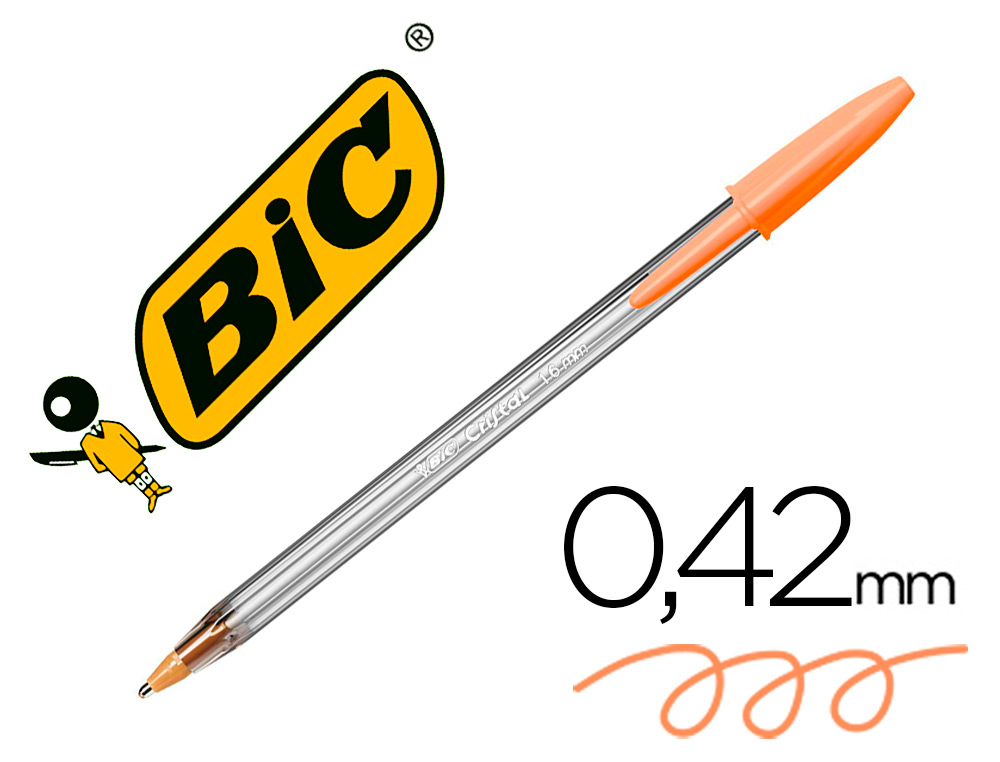 BOLIGRAFO BIC CRISTAL FUN NARANJA PUNTA 1,6 MM