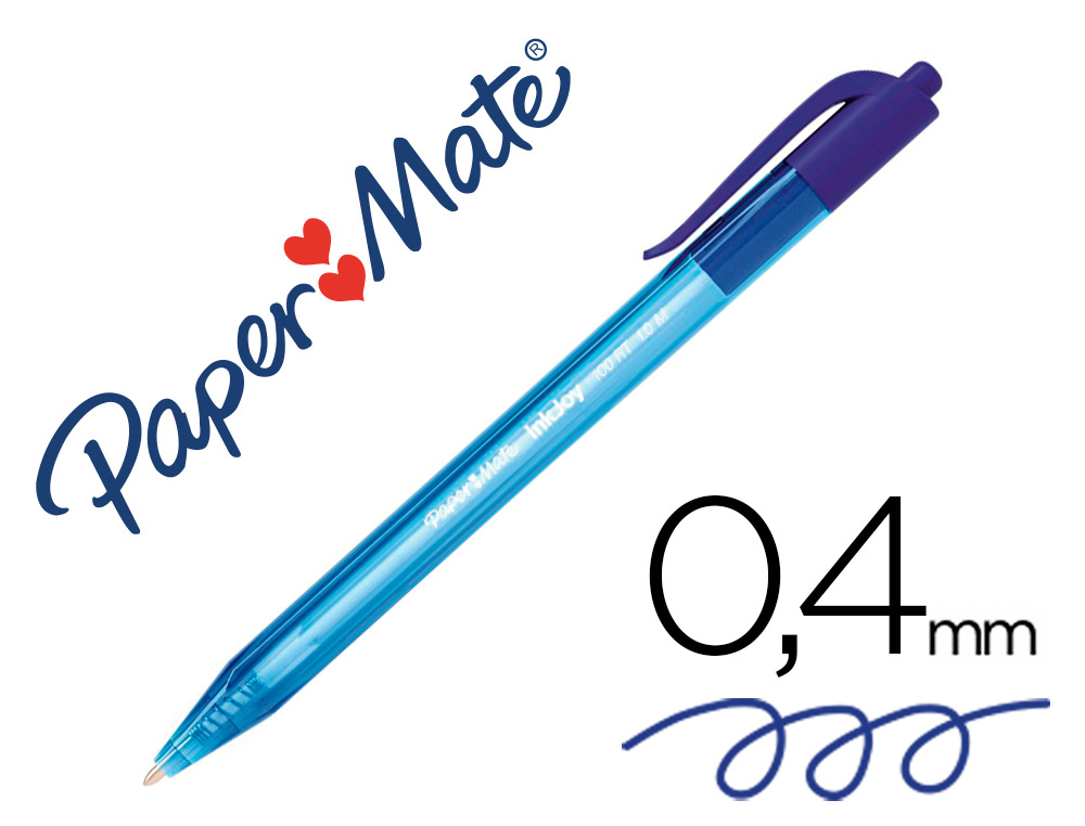 BOLIGRAFO PAPER MATE INKJOY 100 RETRACTIL PUNTA MEDIA AZUL
