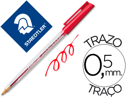BOLIGRAFO STAEDTLER STICK ROJO CON CAPUCHON