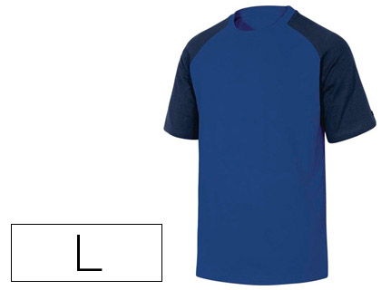 CAMISETA DE ALGODON DELTAPLUS COLOR AZUL/NEGRO TALLA L