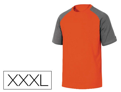 CAMISETA DE ALGODON DELTAPLUS COLOR GRIS/NARANJA TALLA 3XL