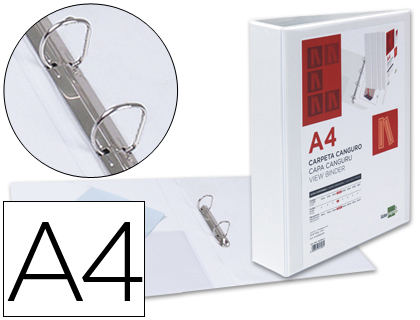 CARPETA CANGURO 2 ANILLAS MIXTAS 40MM LIDERPAPEL A4 PLASTICO COLOR BLANCO