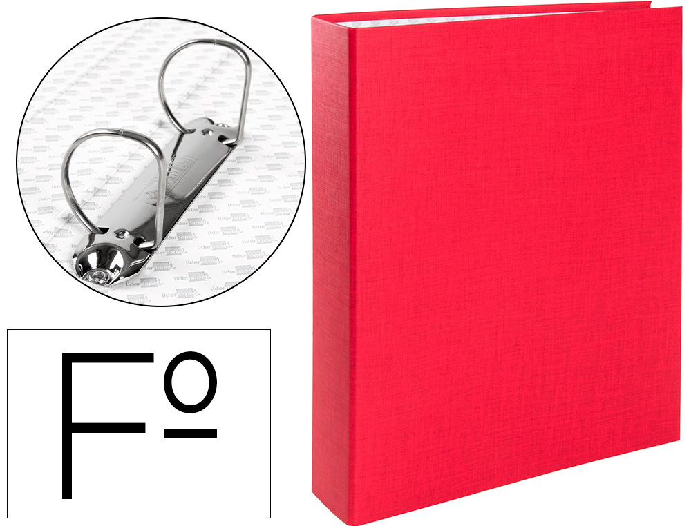 CARPETA DE 2 ANILLAS 40MM MIXTAS LIDERPAPEL FOLIO CARTON FORRADO PAPER COAT PLASTICO ROJA