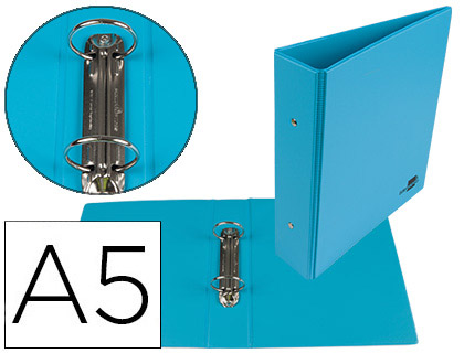 CARPETA DE 2 ANILLAS 40 MM REDONDAS LIDERPAPEL A5 CARTON FORRADO PVC AZUL
