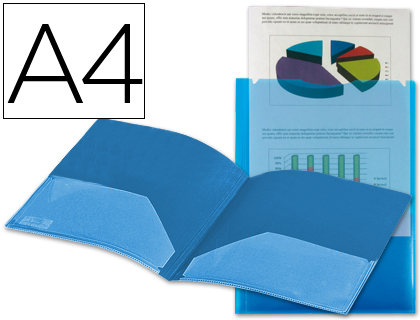 CARPETA LIDERPAPEL DOSSIER DOS BOLSAS CANGURO 45682 POLIPROPILENO DIN A4 AZUL