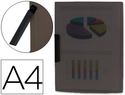 CARPETA LIDERPAPEL DOSSIER PINZA LATERAL 35485 POLIPROPILENO DIN A4 NEGRA 30 HOJAS PINZA GIRATORIA