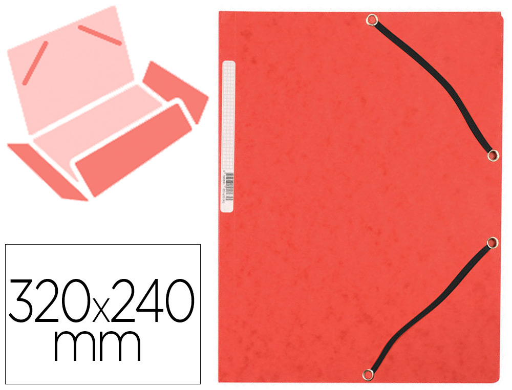 CARPETA Q-CONNECT GOMAS KF02165 CARTON SIMIL-PRESPAN SOLAPAS 320X243 MM ROJA