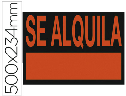 CARTEL PLASTICO ARCHIVO 2000 \"SE ALQUILA\" ROJO FLUORESCENTE 500X234 MM