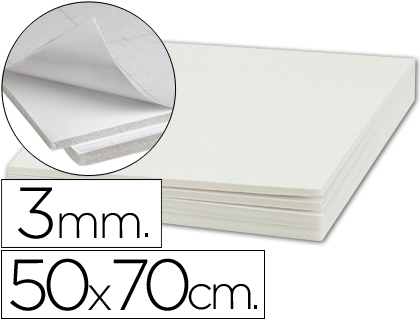 CARTON PLUMA LIDERPAPEL BLANCO ADHESIVO 1 CARA 50X70 CM ESPESOR 3 MM