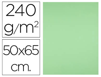 CARTULINA LIDERPAPEL 50X65 CM 240G/M2 VERDE HIERBA PAQUETE DE 25 HOJAS