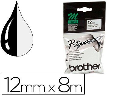 CINTA BROTHER MK-231 BLANCO-NEGRO 12MM LONGITUD 8 MT
