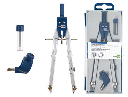 COMPAS LIDERPAPEL MICROMETRICO CON BIGOTERA RAPIDA Y ADAPTADOR