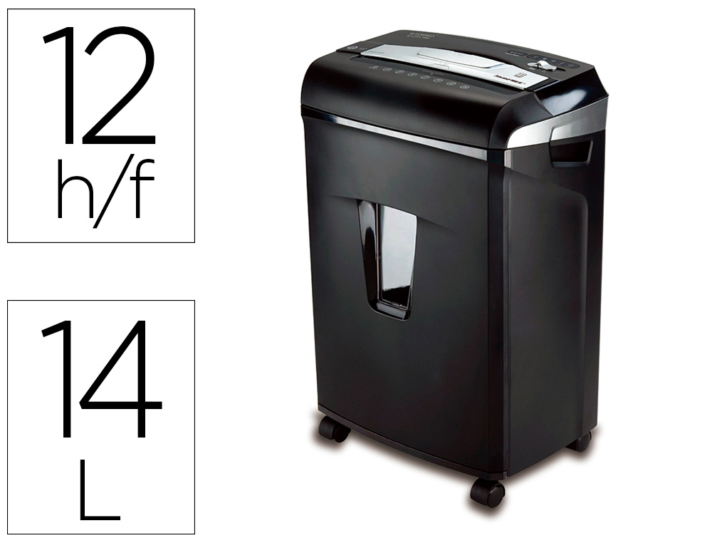 DESTRUCTORA DE DOCUMENTOS Q-CONNECT ANTIATASCOS CAPACIDAD DE CORTE 12 H CLIPS GRAPAS Y TARJETAS 25L