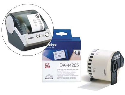 ETIQUETA BROTHER DK44205 CINTA PAPEL CONTINUO ADHESIVA REMOVIBLE BLANCA 62X30,48 MT