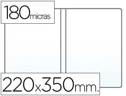 FUNDA PORTADOCUMENTO CUARTO DOBLE 180 MICRAS PVC TRANSPARENTE 220X350MM