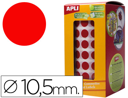 GOMETS AUTOADHESIVOS CIRCULARES 10,5 MM ROJO ROLLO DE 5192 UNIDADES