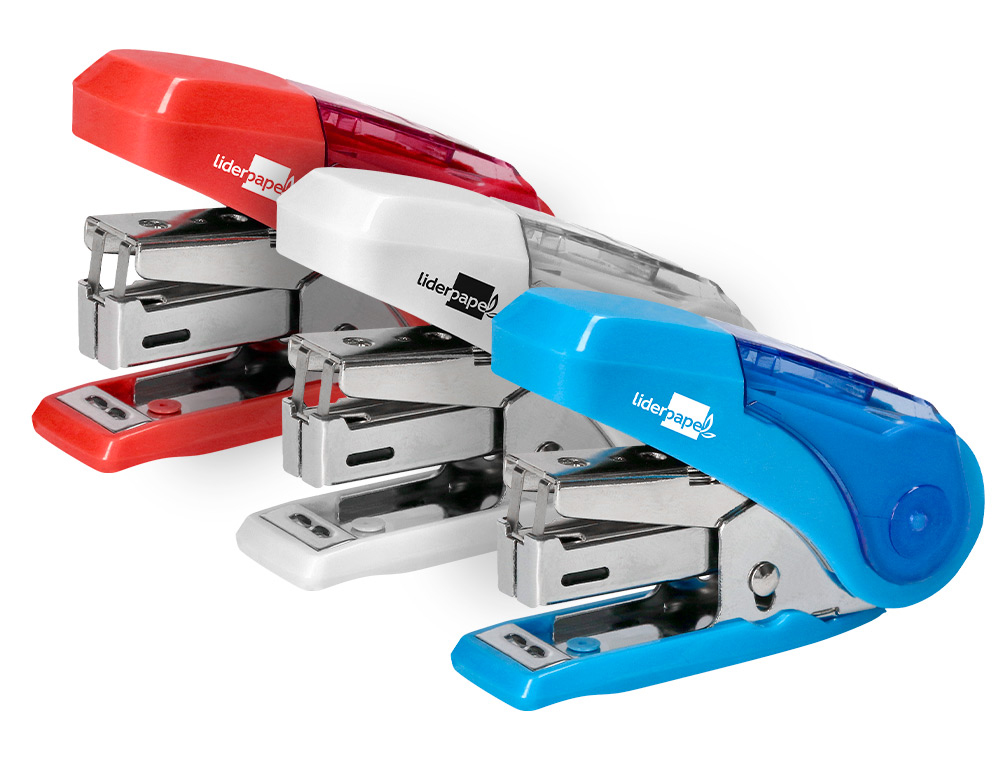 GRAPADORA LIDERPAPEL MICRO CON REGALO DE FUNDA Y CAJA DE 1000 GRAPAS Nº10 CAPACIDAD 12 HOJAS COLORES SURTIDOS