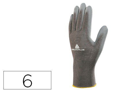 GUANTES DELTAPLUS POLIESTER ANTIDESLIZANTE LAVABLE ESPECIAL PARA MANIPULACION Y MANUTENCION GRIS TALLA 6
