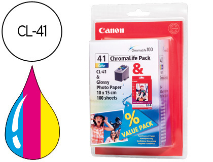INK-JET CANON IP1200 1300 1600 2200 MP150 160 170 450 460 JX200 500 TRICOLOR CL-41
