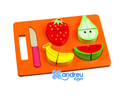 JUEGO ANDREUTOYS BANDEJA FRUTAS PARA CORTAR 21,4X15X3 CM