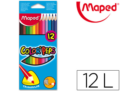 LAPICES DE COLORES MAPED TRIANGULARES CAJA DE 12 UNIDADES COLORES SURTIDOS