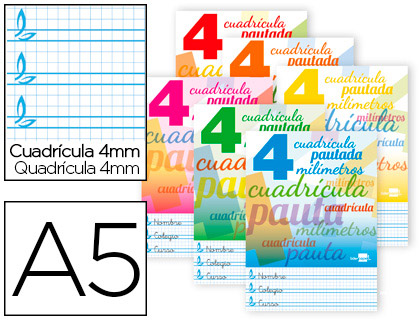 LIBRETA LIDERPAPEL PAUTAGUIA TAPA CARTONCILLO 32 HOJAS DIN A5 70 G CUADRICULADO PAUTADO 4 MM