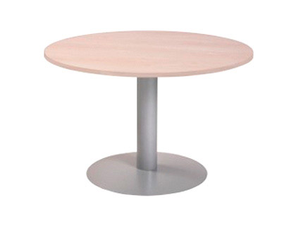MESA DE REUNION ROCADA MEETING 3006AT04 ESTRUCTURA COLUMNA ACERO GRIS TABLERO MADERA BLANCO 120 CM DIAMETRO