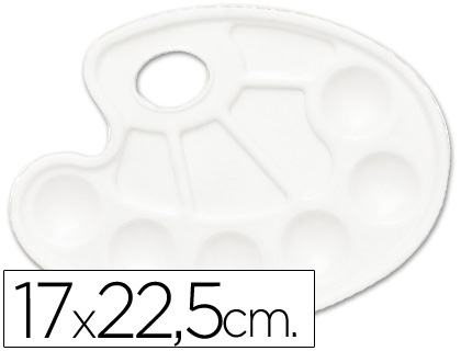 PALETA PLASTICO LIDERCOLOR OVALADA 10 HUECOS DIESTROS TAMAÑO 17X22,5CM