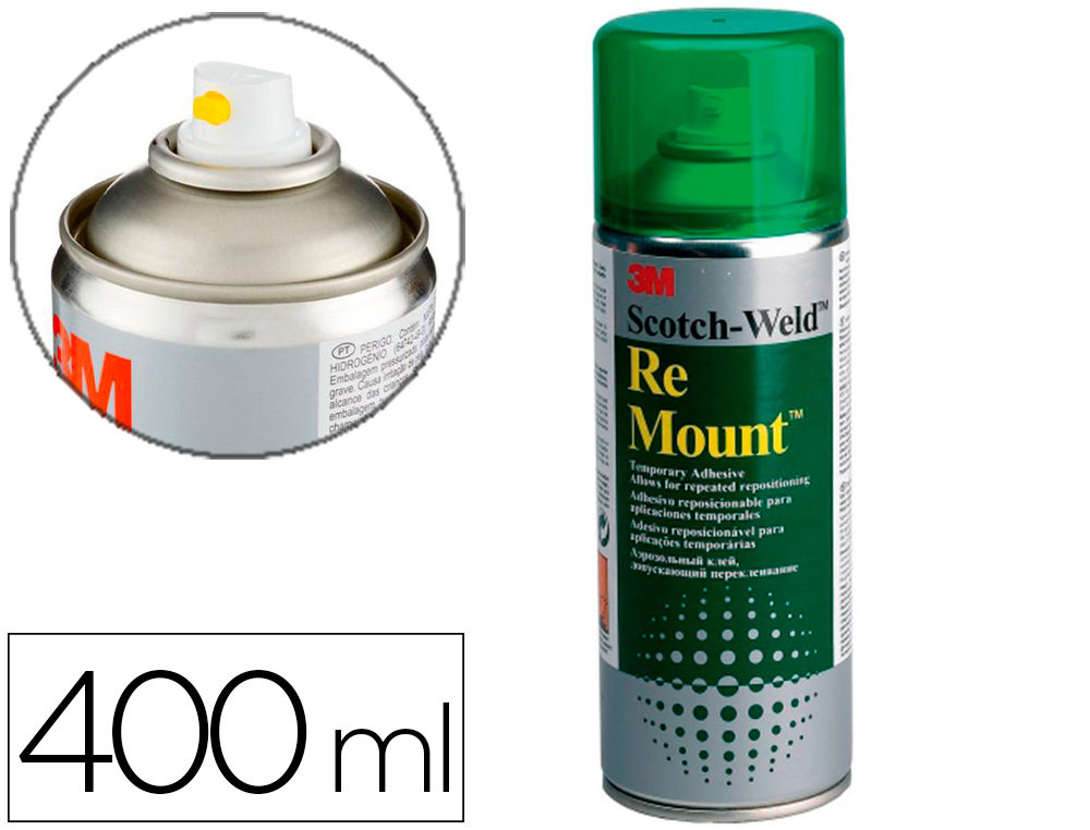 PEGAMENTO 3M SPRAY REMOUNT ADHESIVO REPOSICIONABLE INDEFINIDAMENTE BOTE DE 400 ML