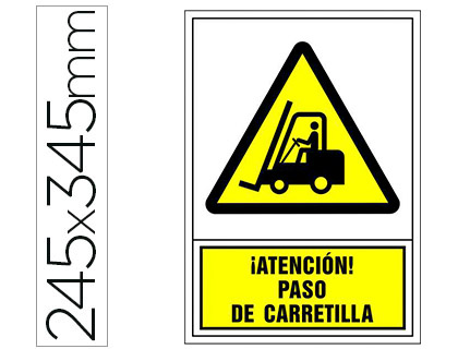 PICTOGRAMA SYSSA SEÑAL DE ADVERTENCIA ATENCION! PASO DE CARRETILLA EN PVC 245X345 MM