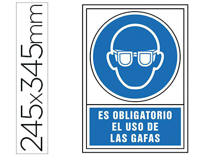 PICTOGRAMA SYSSA SEÑAL DE OBLIGACION ES OBLIGATORIO EL USO DE LAS GAFAS EN PVC 245X345 MM