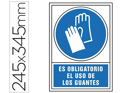 PICTOGRAMA SYSSA SEÑAL DE OBLIGACION ES OBLIGATORIO EL USO DE LOS GUANTES EN PVC 245X345 MM