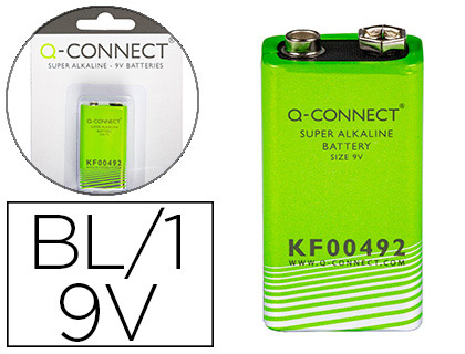 PILA Q-CONNECT ALCALINA 9V BLISTER CON 1 UNIDAD