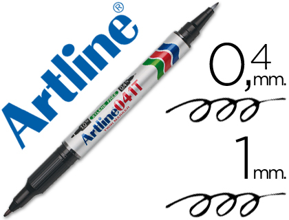 ROTULADOR ARTLINE MARCADOR PERMANENTE EK-041T NEGRO DOBLE PUNTA 0,4 Y 1,0 MM