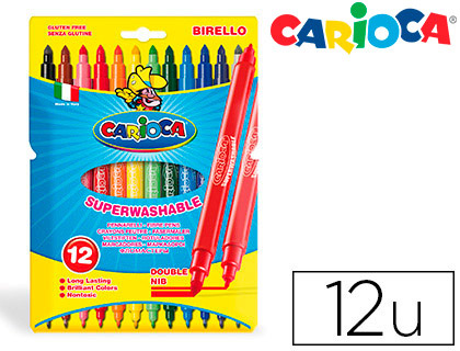 ROTULADOR CARIOCA BIRELLO DOBLE PUNTA CAJA DE 12 UNIDADES COLORES SURTIDOS