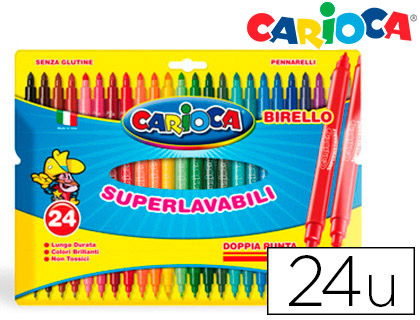 ROTULADOR CARIOCA BIRELLO DOBLE PUNTA CAJA DE 24 UNIDADES COLORES SURTIDOS
