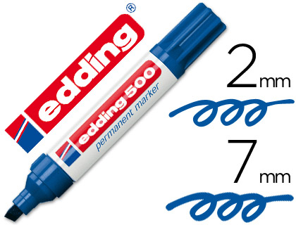 ROTULADOR EDDING MARCADOR PERMANENTE 500 AZUL PUNTA BISELADA 7 MM RECARGABLE