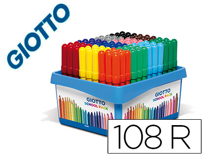 ROTULADOR GIOTTO TURBO MAXI SCHOOL PACK DE 108 UNIDADES 12 COLORES X 9 UNIDADES