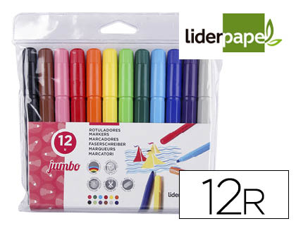 ROTULADOR LIDERPAPEL JUMBO CAJA DE 12 UNIDADES COLORES SURTIDOS